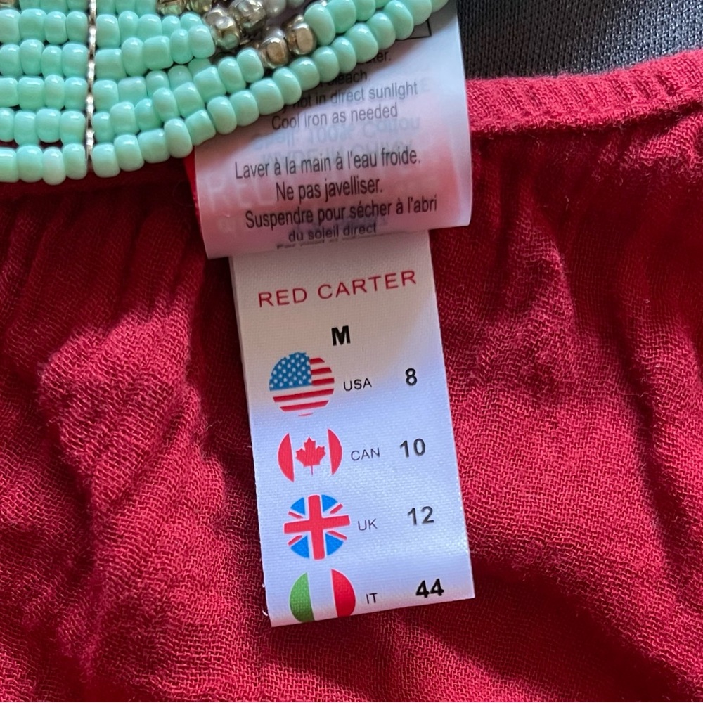 Red Carter One Shoulder Maxi Dress Red M Gauze Resort Boho Coverup Beachwear - Picture 5 of 8